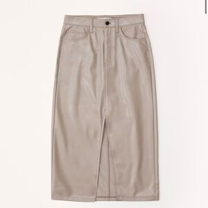 Abercrombie vegan pleather midi skirt, taupe color